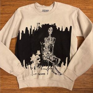 Avenged Sevenfold tour Cream Skeleton Print Men's Sweatshirt size small